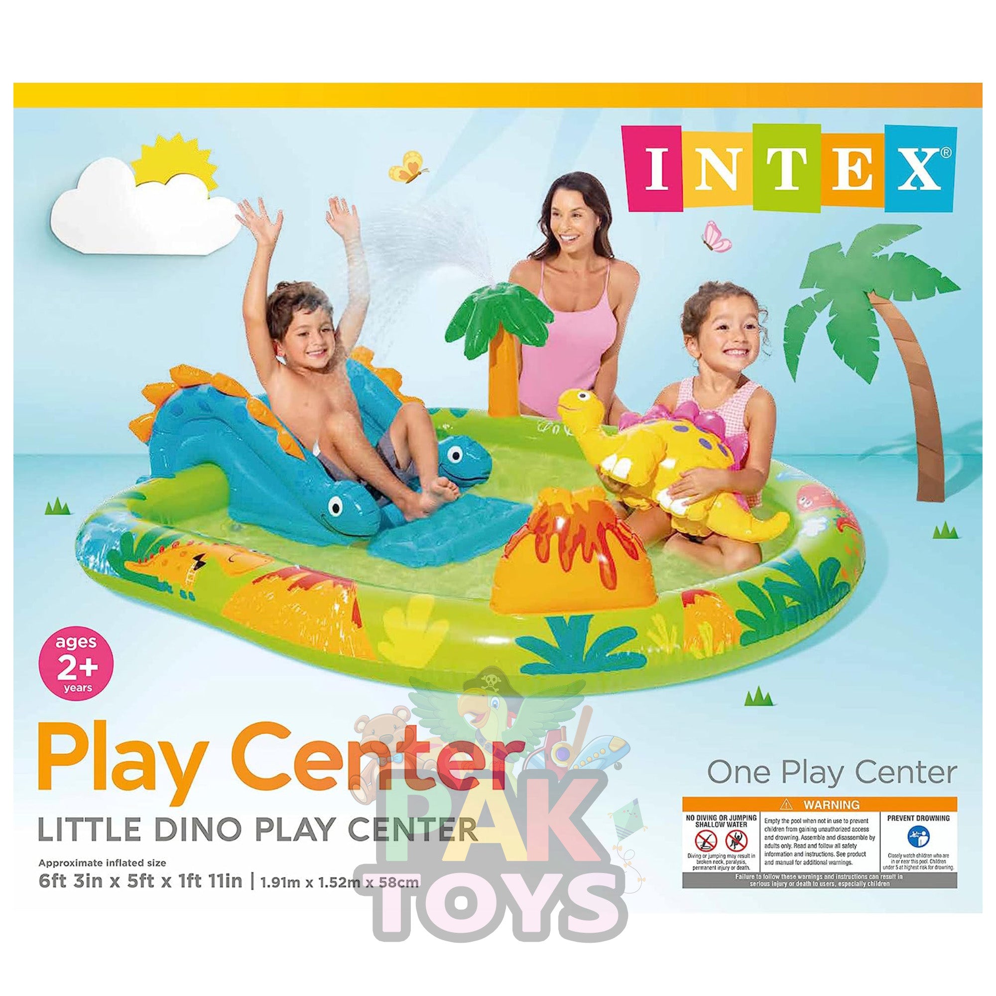 Intex 57166 Little Dino Play Center Pool For Kids (6'3"X5'X1'11")