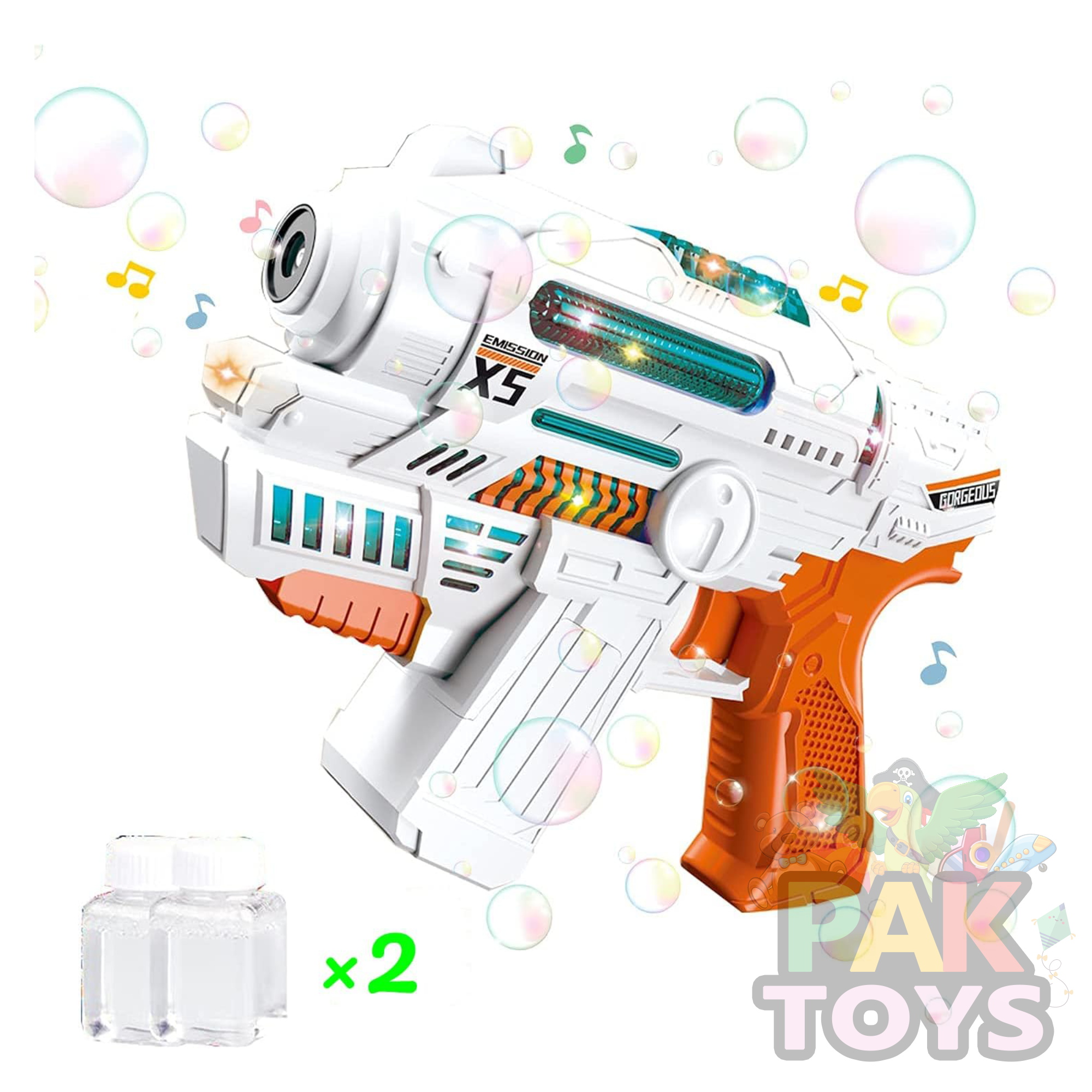 Bubbles Light and Music Gun with bottle Max Bubbles