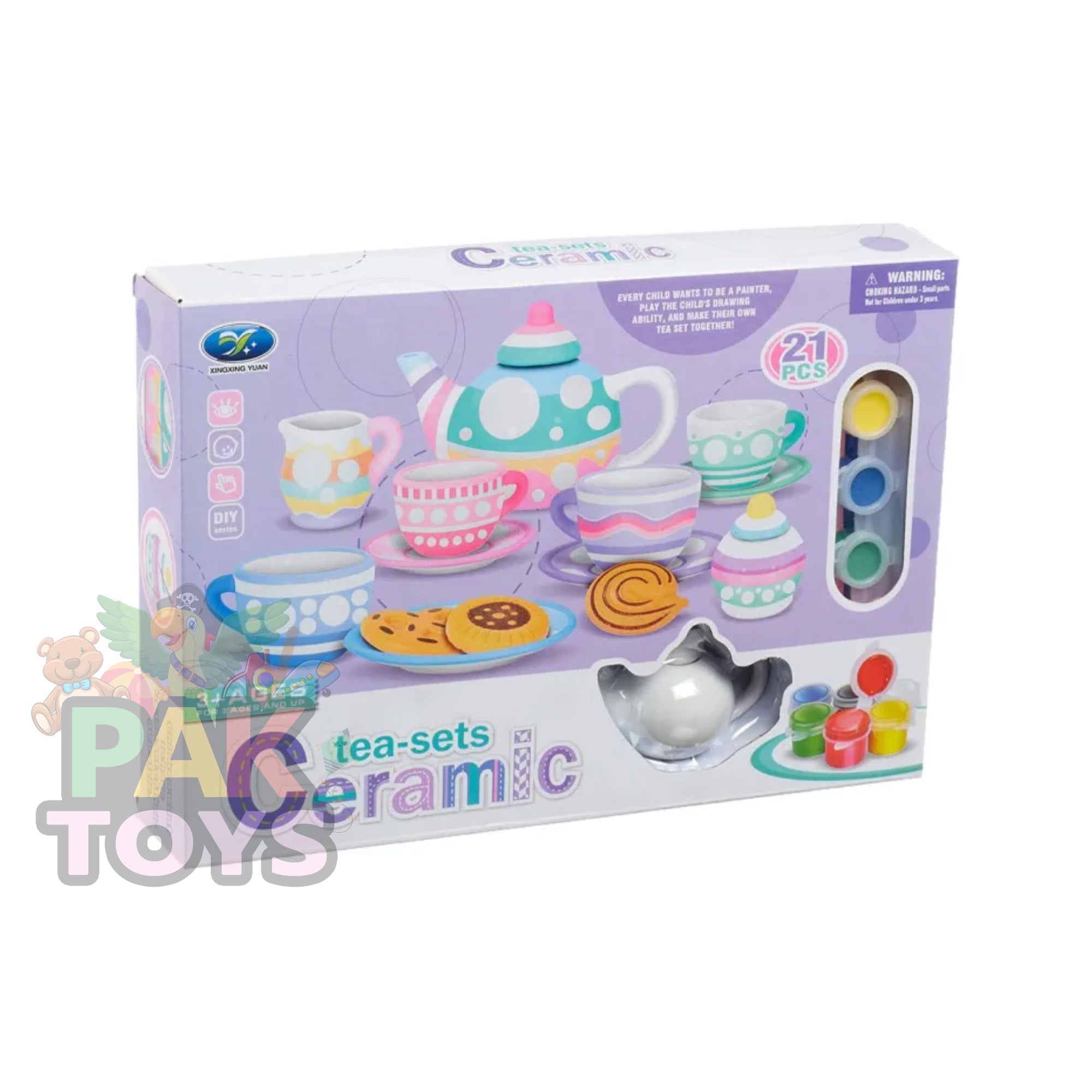 Paint A Tea Set, Paint Your Own Craft Kit for Kids, Ceramic Tea Set 21 PCs